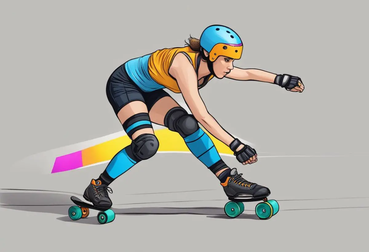 Illustration of female derby skater working on balance